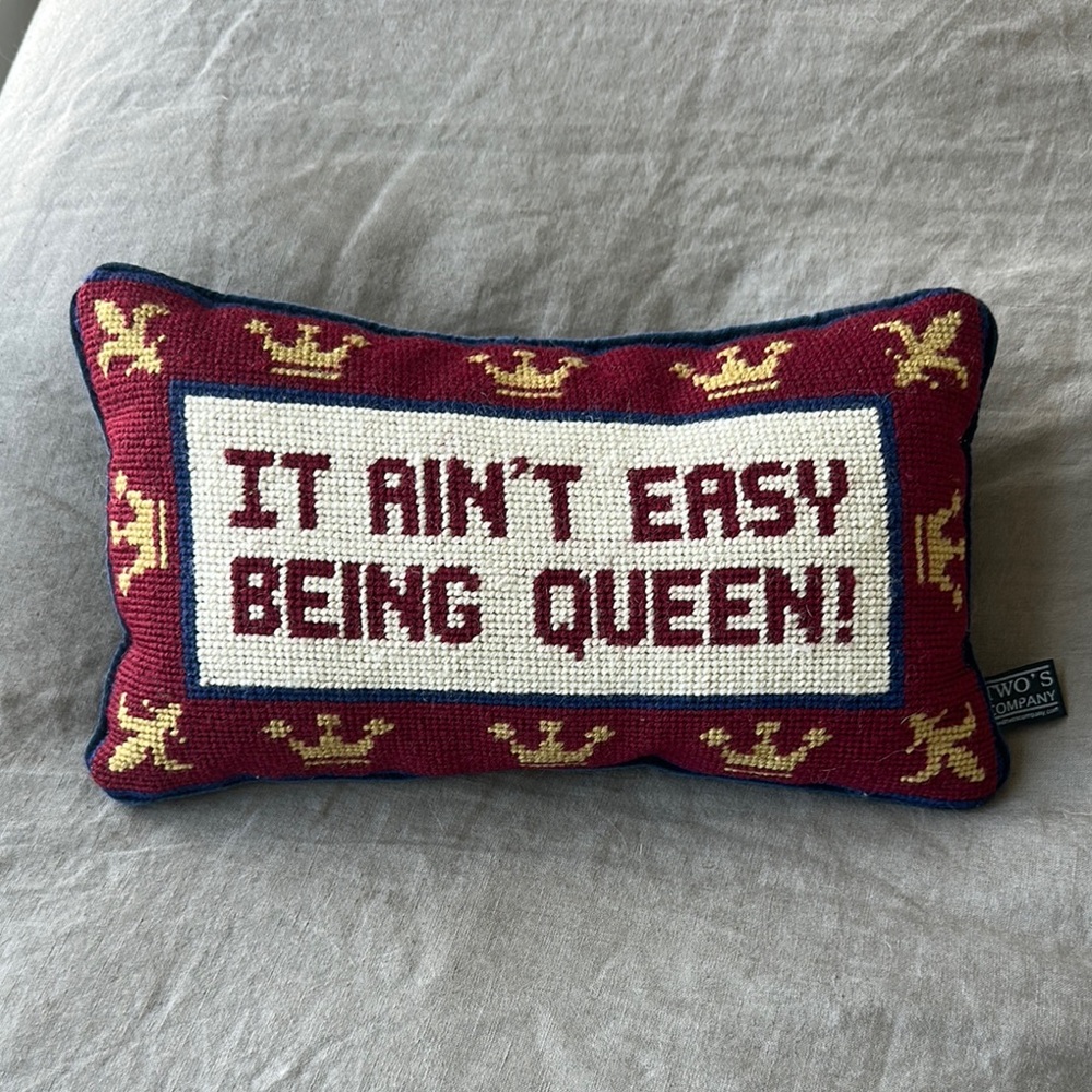 Two's Company Red and Gold Accent Pillow